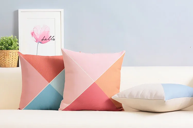 Наволочка из хлопка и льна Простая цветная треугольная наволочка в