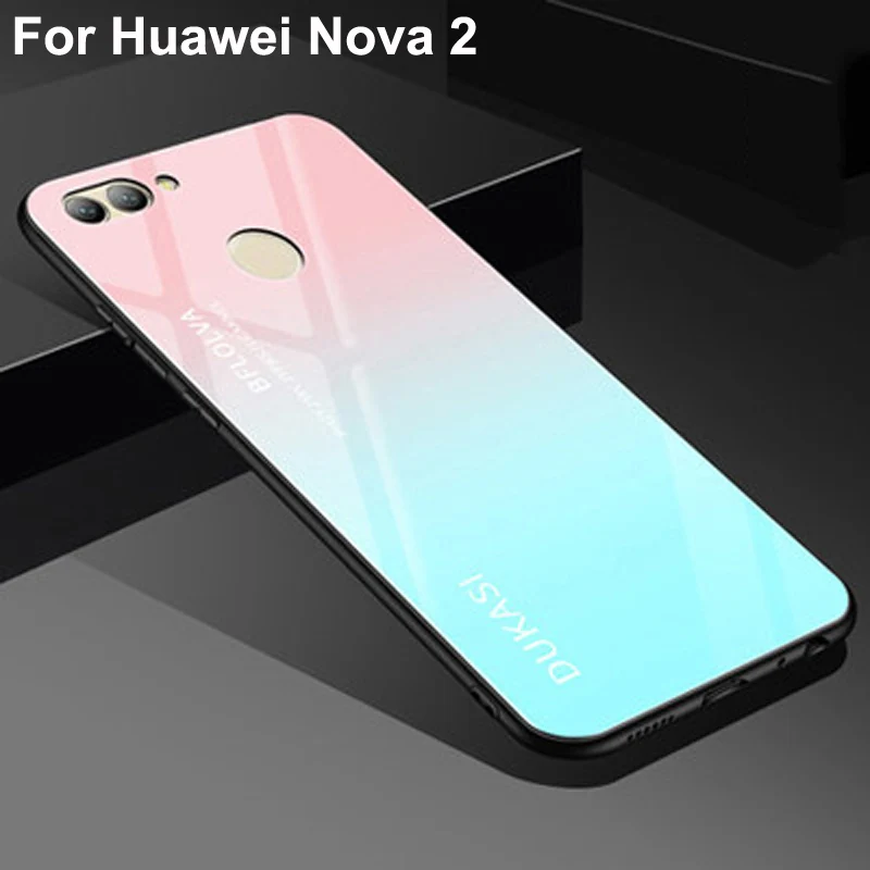 

Для Huawei Nova 2 чехол Защитная пленка из закаленного стекла класса люкс мягкий силиконовый чехол на заднюю панель телефона 5,0 ''для Huawei Nova2 PIC-AL00 т...