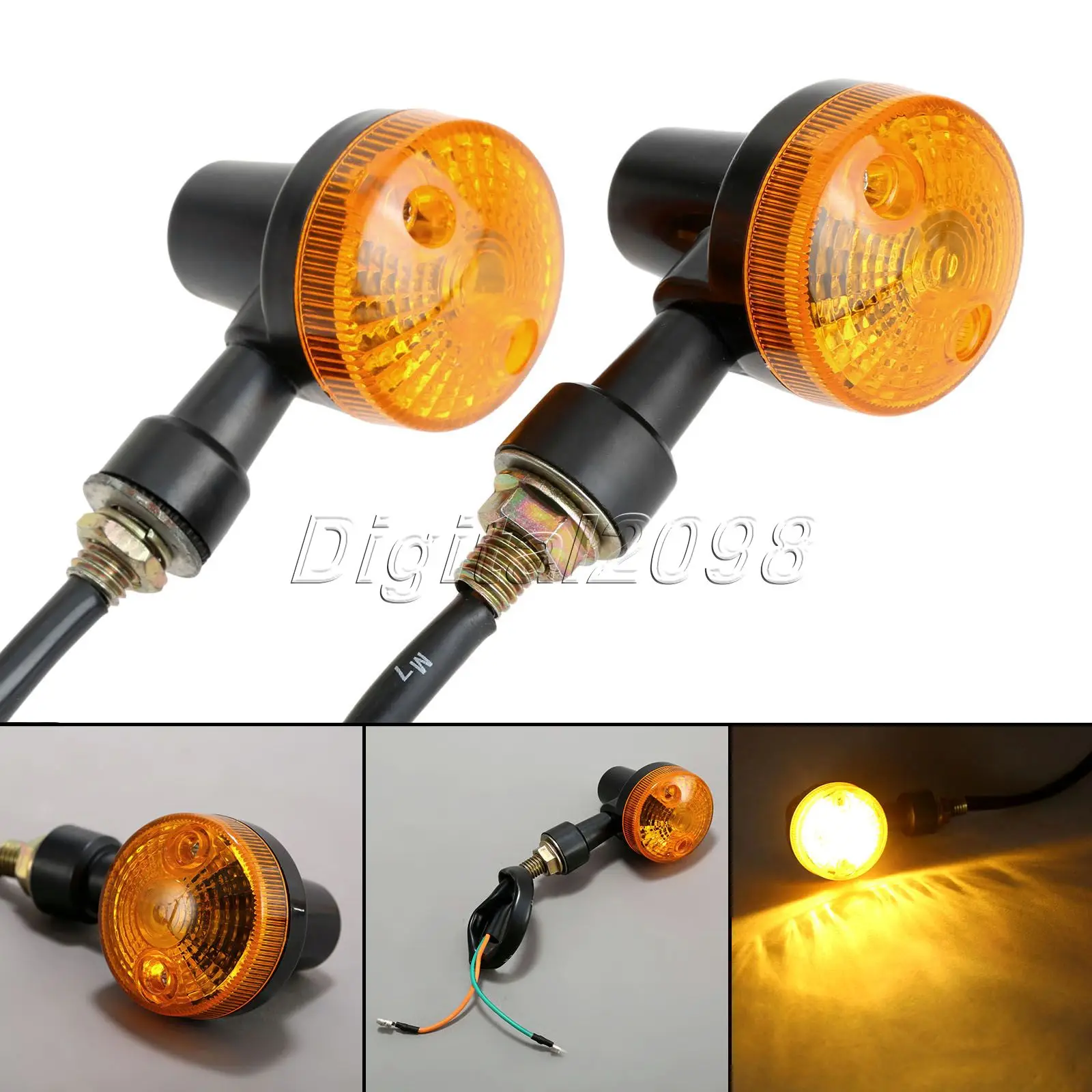 

Yetaha 1 Pair Motorcycle Turn Signal Light Motorbike Indicators Lamp Flasher Scooter Rear Light Amber Lamp For Honda BWM Yamaha