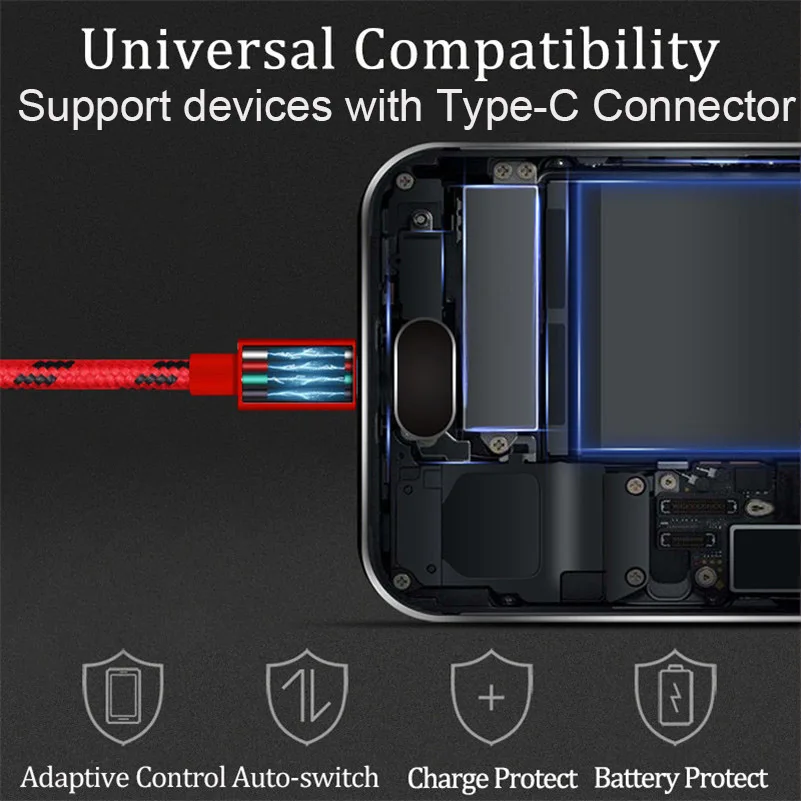 Usb-кабель для быстрой зарядки Xiaomi Pocophone F1 Type C Samsung Note 9 8 S9 Type-C адаптер зарядного