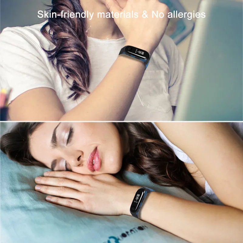 Ремешок для xiaomi mi Band 4 камуфляжный силиконовый ремешок на запястье сменный band 3/4