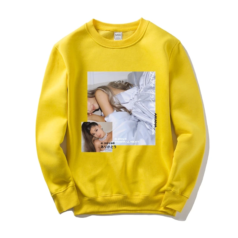 Эксклюзивное Платье Thank U Next Мужская и Женская Повседневная Толстовка с капюшоном спортивный костюм куртка одежда с принтом Повседневная новая флисовая - Цвет: Yellow