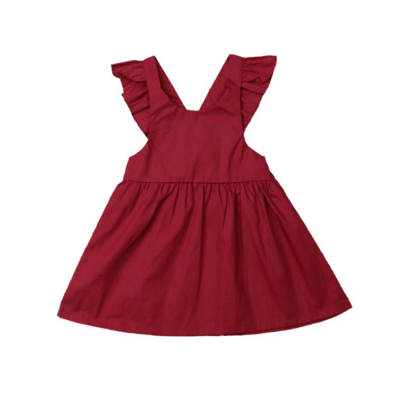 

Baby Girls Dress Summer Solid Princess Dresses For Girl Children Clothes Flare Sleeve Kids Dresses For Birthday 3-7T