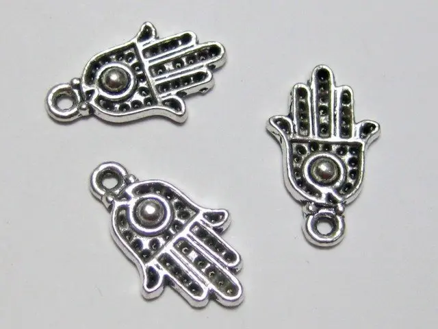 

50 Tibet Silver Hamsa Hand Good Luck Charm Pendantsants