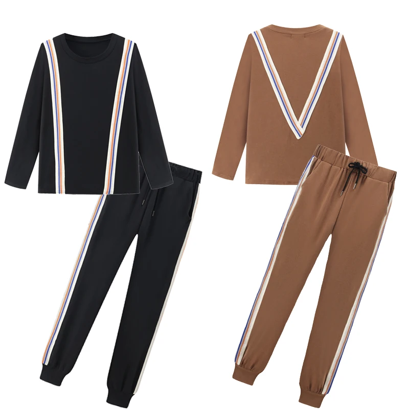 Плюс размеры 5XL 2017 Осень Зима для женщин спортивный костюм комплект из 2 частей