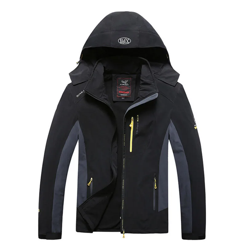 QiyuanLS Men Autumn Spring Hooded Jacket Hat Detachable Jackets Long Sleeve Military Style Casual Outerwear Plus Size 8XL | Мужская
