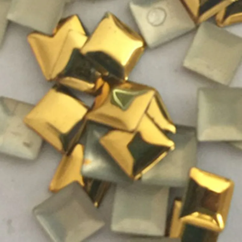 1440 шт/10 брутто 5*5 мм золотые пирамидальные заклепки из алюминия с плоской задней частью, наклеивающиеся на ткань, для трансфера тепла DIY Punk Rock Spikes.