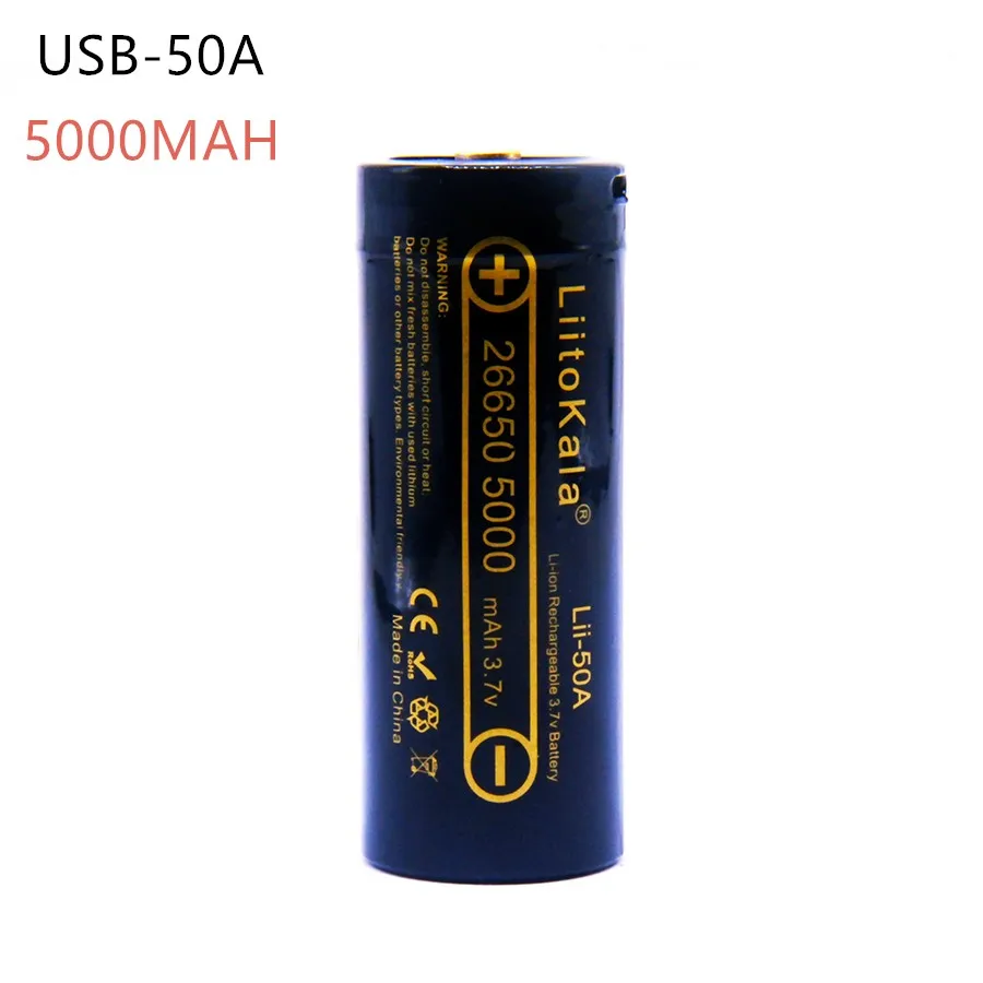 LiitoKala lii 50A 26650 5000 мАч литиевая батарея 3 7 в para flash ligh con светодиодный индикатор luz DC