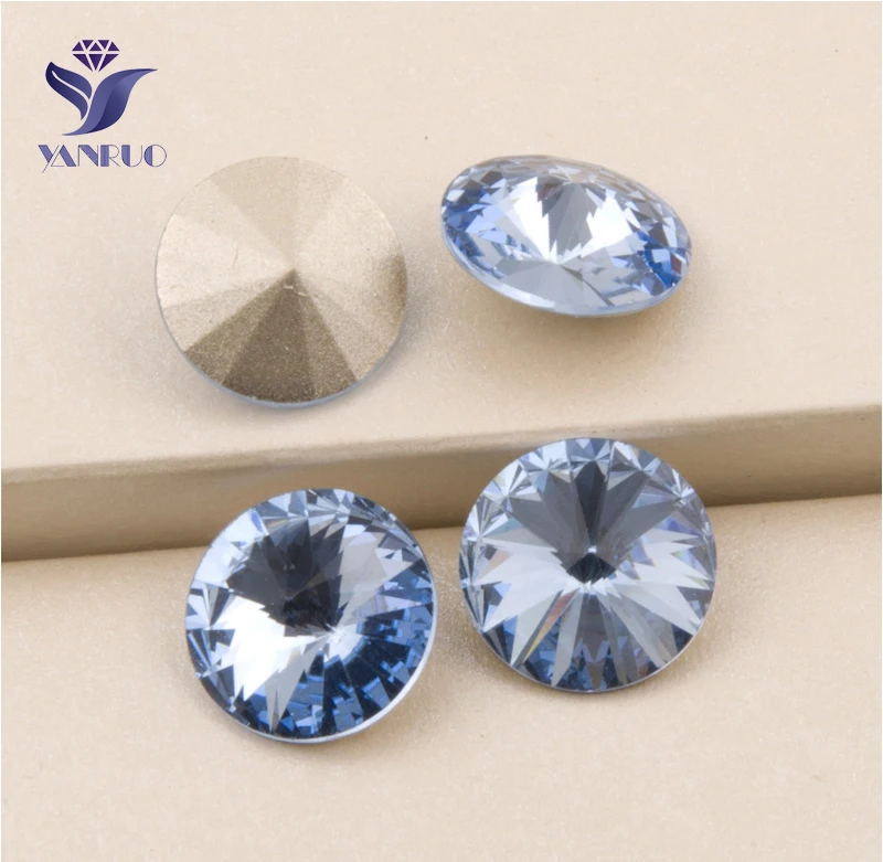 YANRUO #1122 все размеры Свет Сапфир Rivoli Strass Кристалл Швейные горный хрусталь точку