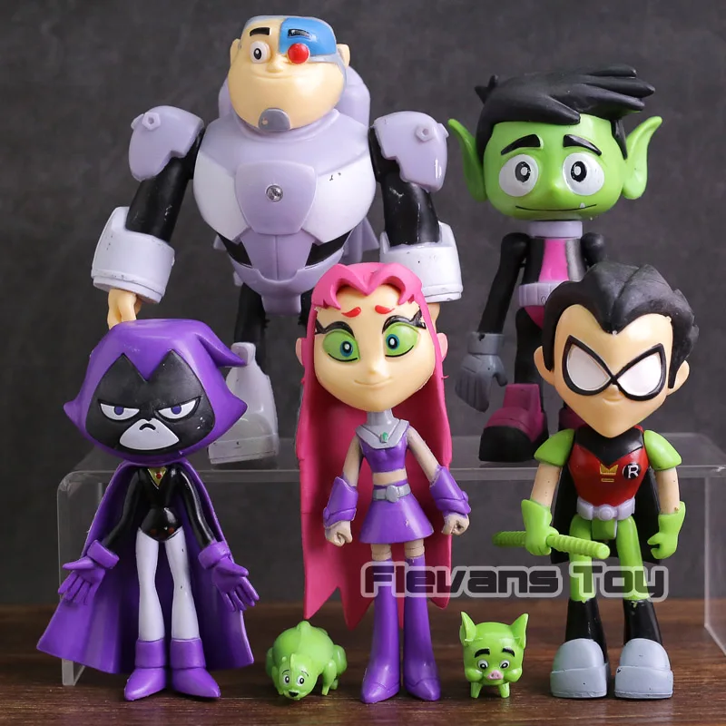 

Robin Cyborg Beast Boy Starfire Raven Silkie PVC Action Figures Kids Toys Gifts 7pcs/set