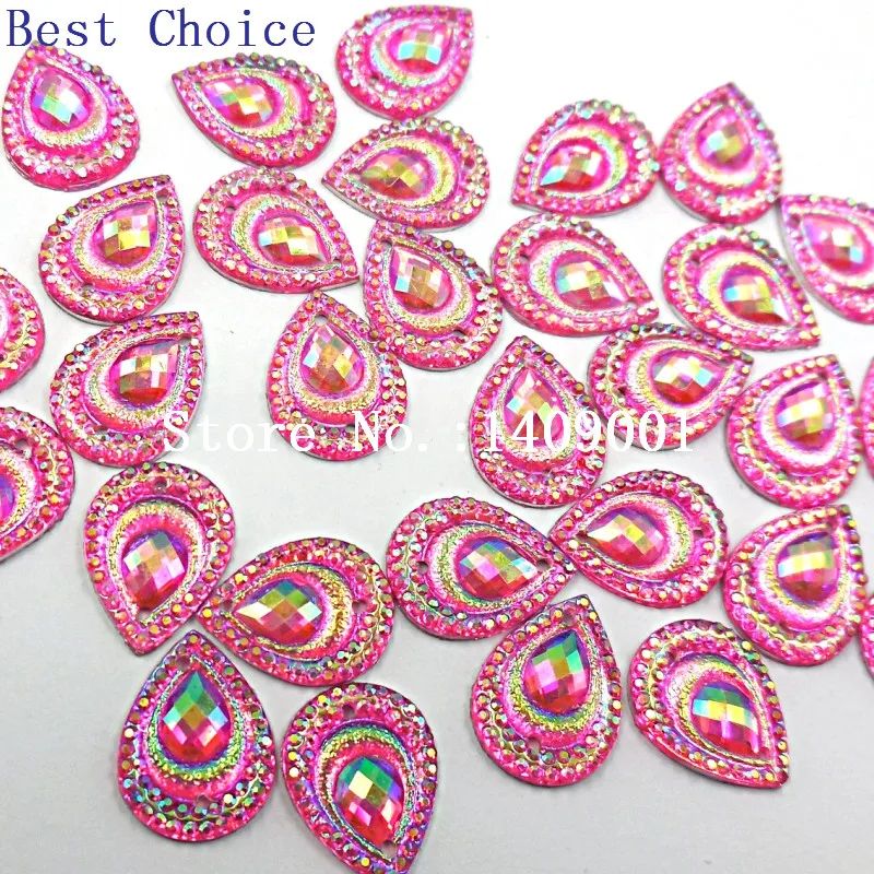 Потрясающие розовые стразы из смолы 13x18 мм камни и кристаллы в форме капли груши для швейных аксессуаров