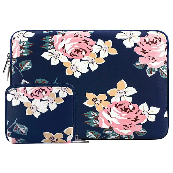 MOSISO 11 12 13 13,3 14 15,6 дюймов ноутбук холст рукав сумка чехол для ноутбука Macbook Air Pro retina 13 15 Surface Pro acer Dell hp - Цвет: Navy Blue Rose