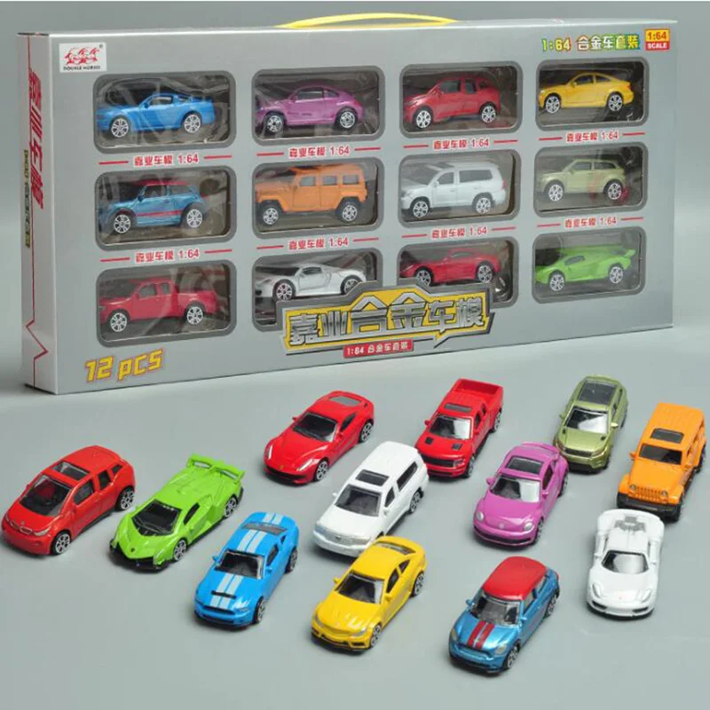 12 шт./компл. 1: 64 масштаб Металлический Сплав Мини авто Модель автомобиля Diecasts