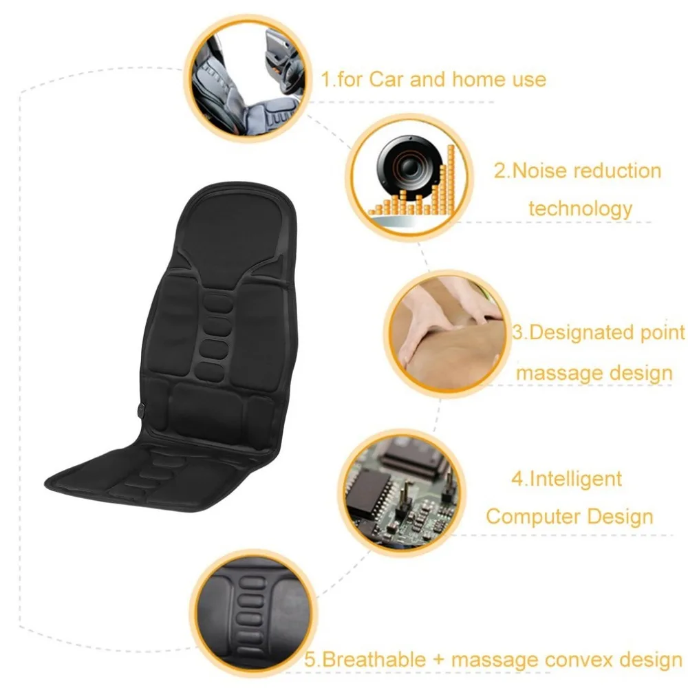 Car Household Office Full Body Massage Cushion Lumbar Heat Vibration Neck Back Relaxation Seat EU/US Plug new |