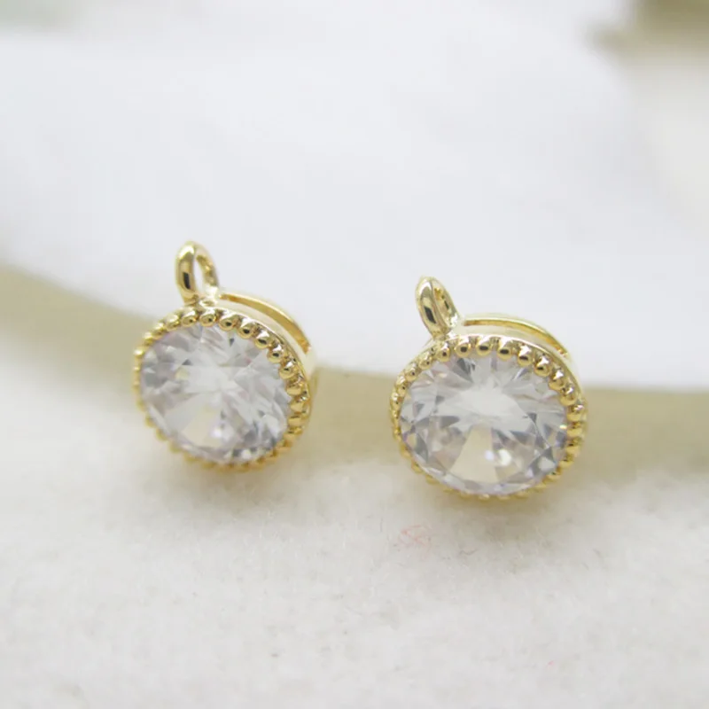 5 шт. круглые подвески с фианитами 4 6 мм|charm charm|cz charmcharm 10pcs |