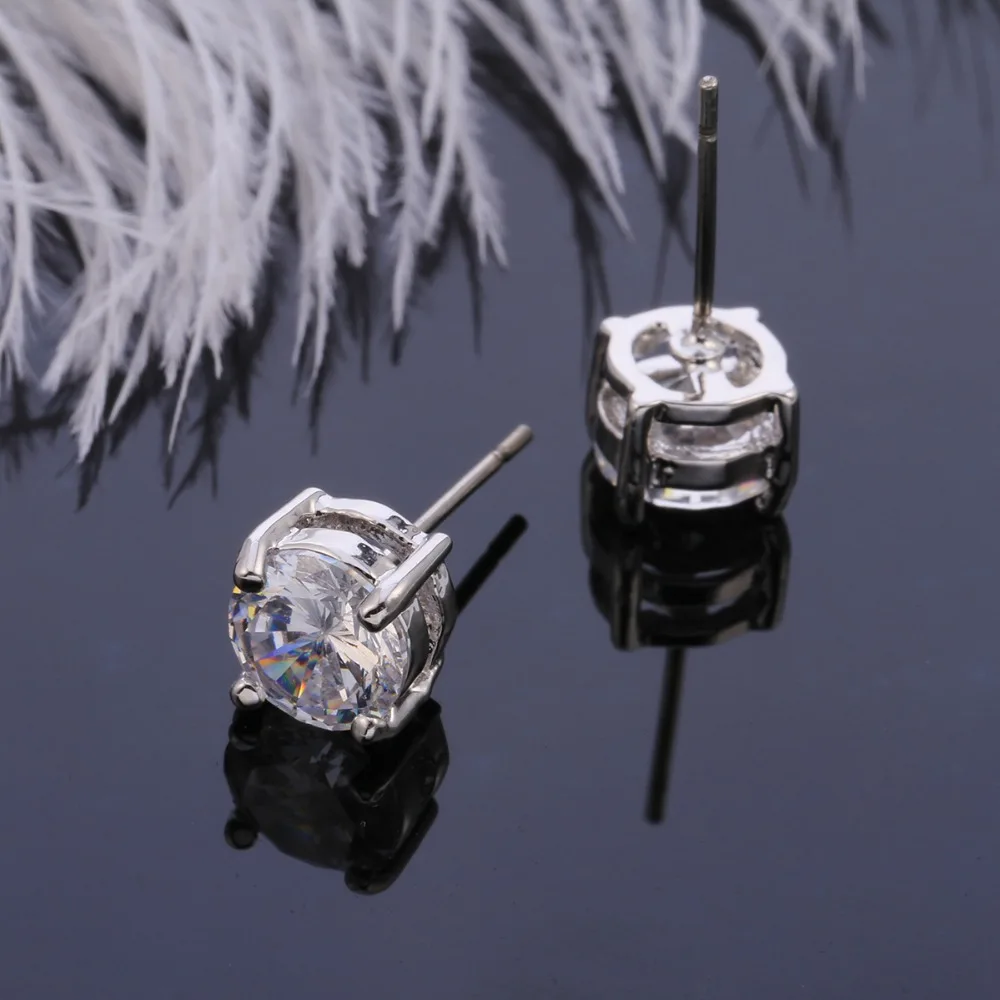 Женские серебряные серьги silveryy с винтовой спинкой и кубическим цирконием