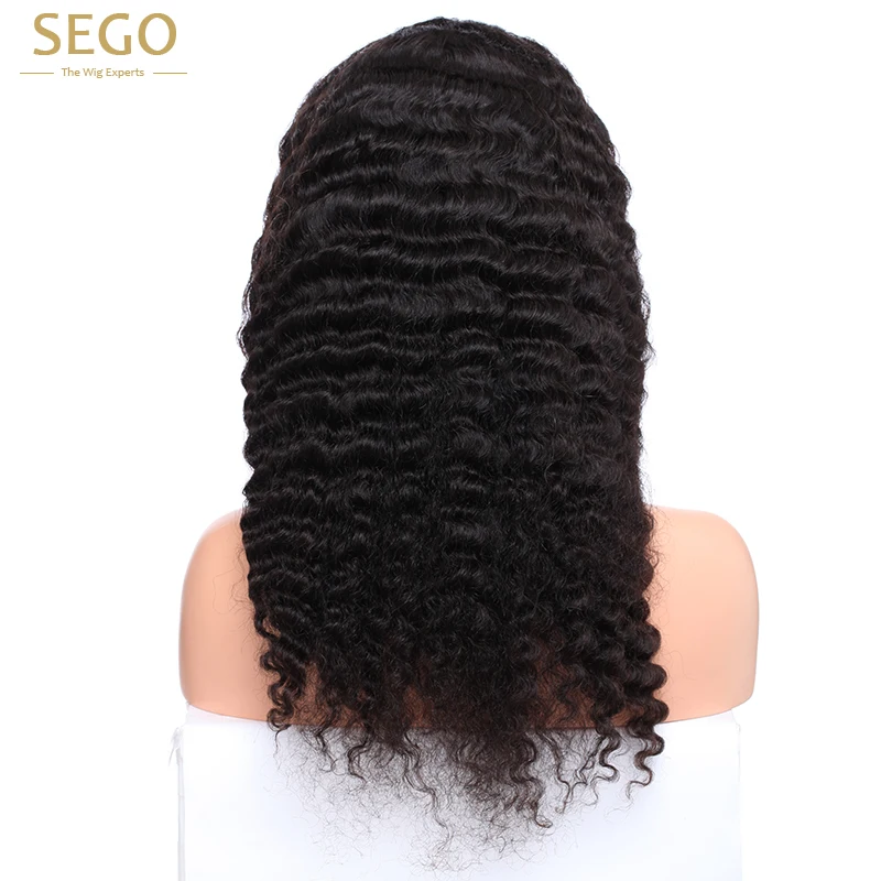 SEGO кудрявые 4*4 шелковая основа полностью кружевные человеческие волосы парики 100%