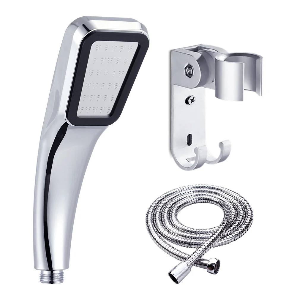 

Zhangji HOT 300 Holes ABS Shower Head With Holder And Hose Chrome 30% Water Saving 300% Pressure Boost Bathroom Shower Head Set