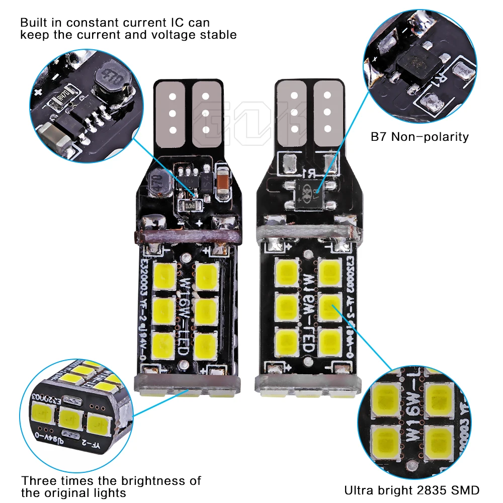 1 шт. Новый Canbus 7 5 Вт T10 T15 светодиодный W16W t10 15SMD Автомобильный 15 2835 Светодиодный