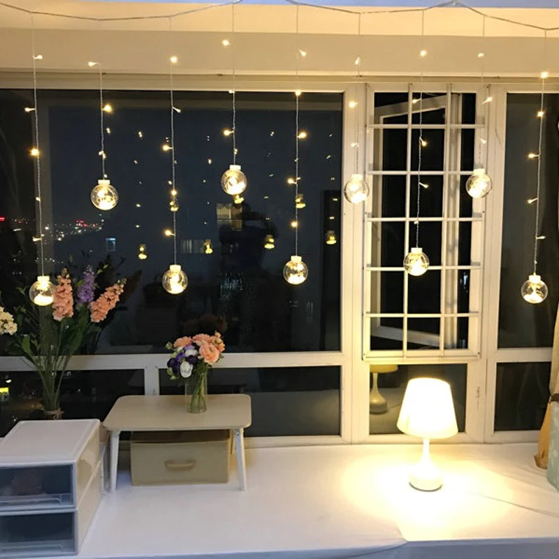 Светодиодная занавеска сосулька сказочный шар гирлянда желая для вечеринки