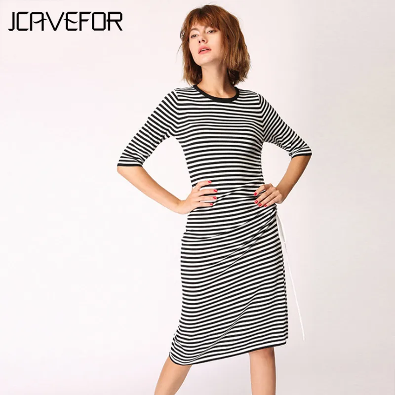 Повседневное длинные полосатые вязаные Платья свитеры Для женщин Вязание