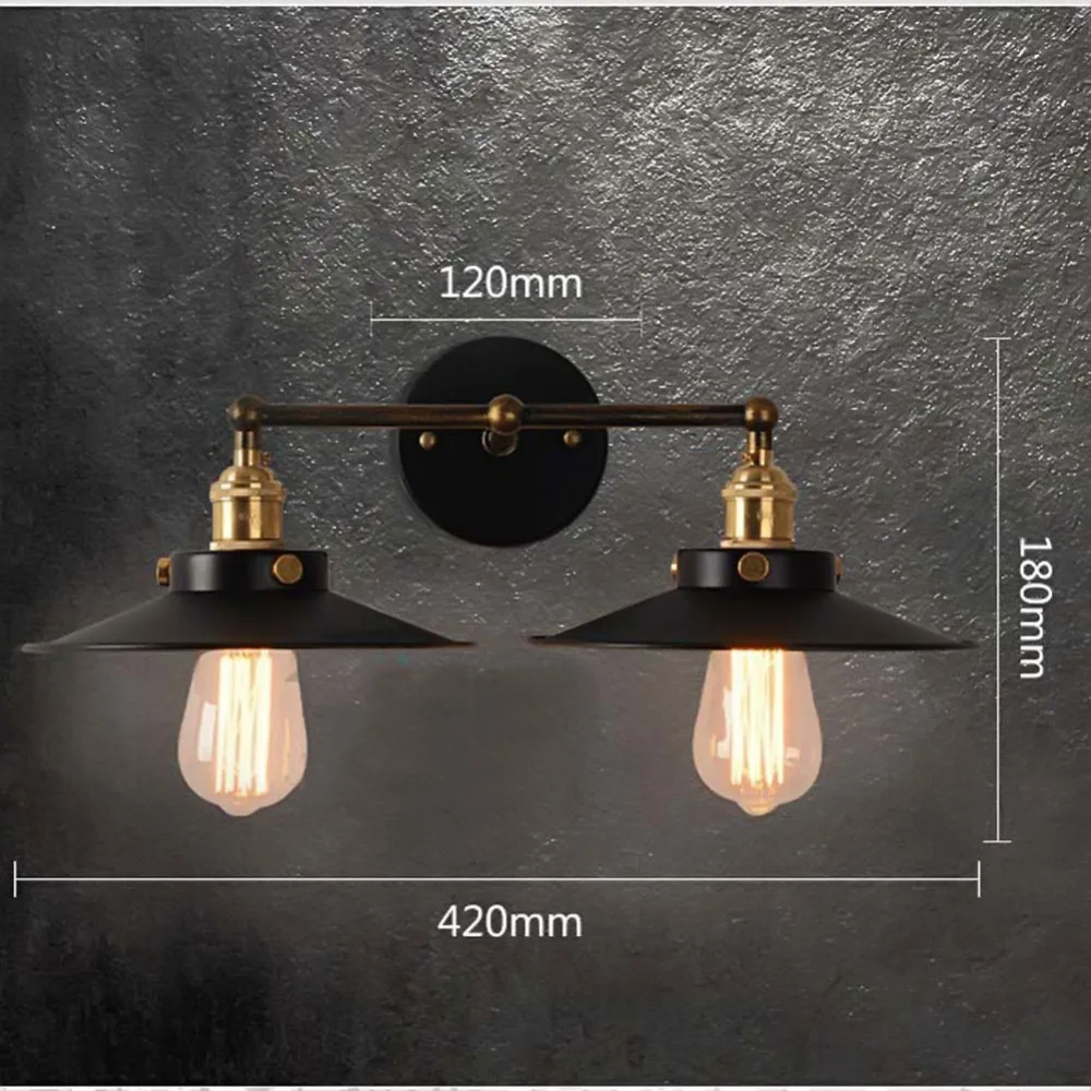 Винтажный настенный светильник в стиле ретро из латуни с двумя головками E27 Edison 110