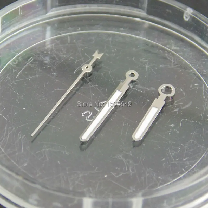 Часы с белыми и серебряными стрелками зеленые светящиеся стрелки подходят для