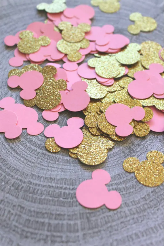 Блеск Минни Мышь на день рождения confettistable Декор Baby Shower записки Украшения Scatters