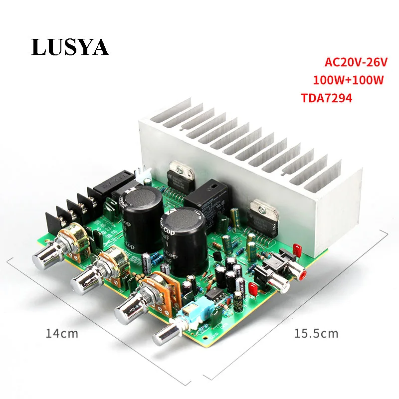 Lusya TDA7294 Hi Fi 2 0 стерео аудио Мощность усилитель доска 100 Вт + 100w RCA тональная плата