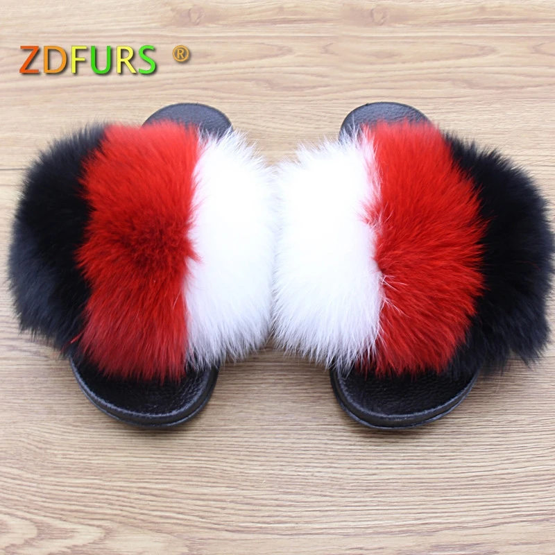Шлепанцы ZDFURS * женские с лисьим мехом зимние теплые меховые тапочки модные
