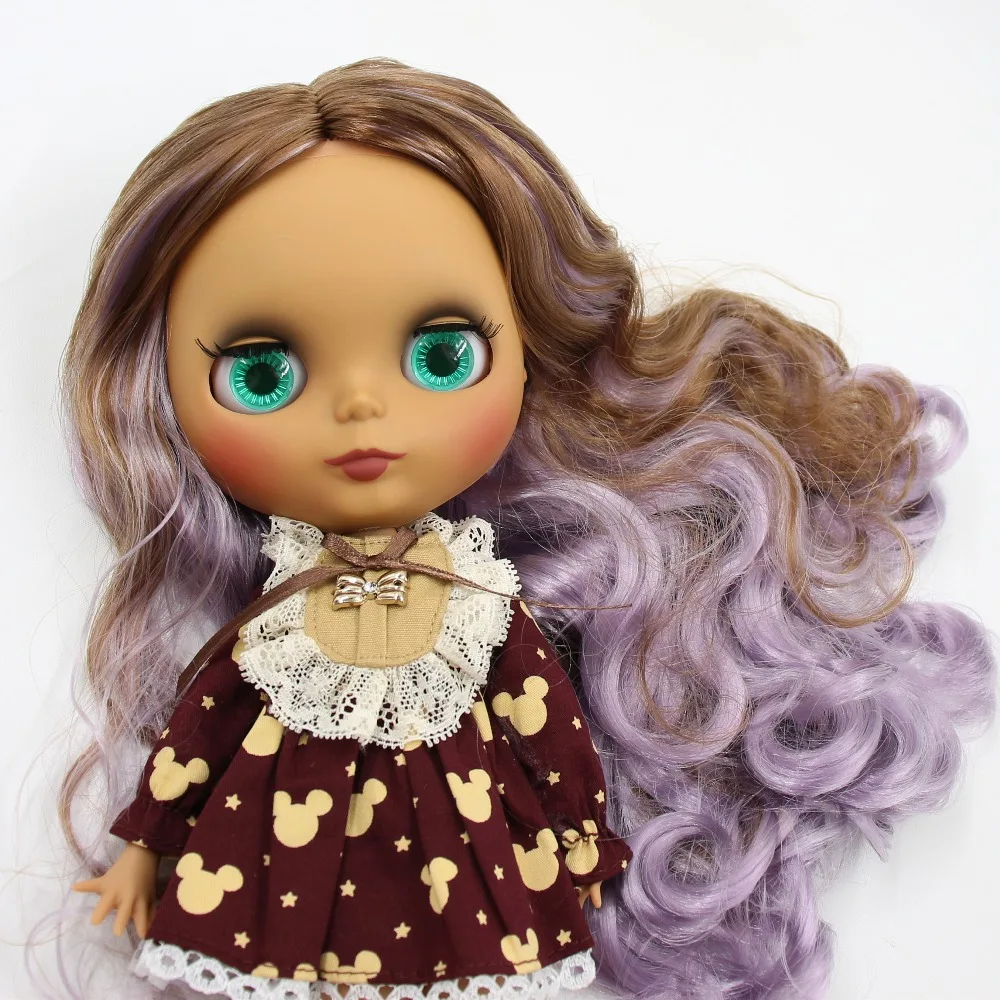 Ледяной DBS Blyth кукла 1/6 bjd совместное тело темная кожа матовое лицо коричневые и