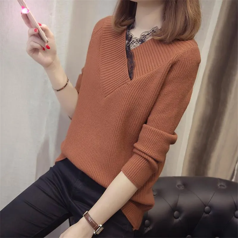 Autumn Long Sleeve Knitwear pullover Women Sweater Harajuku Female Black Yellow Ladies Oversize Vintage Coat Tops | Женская одежда