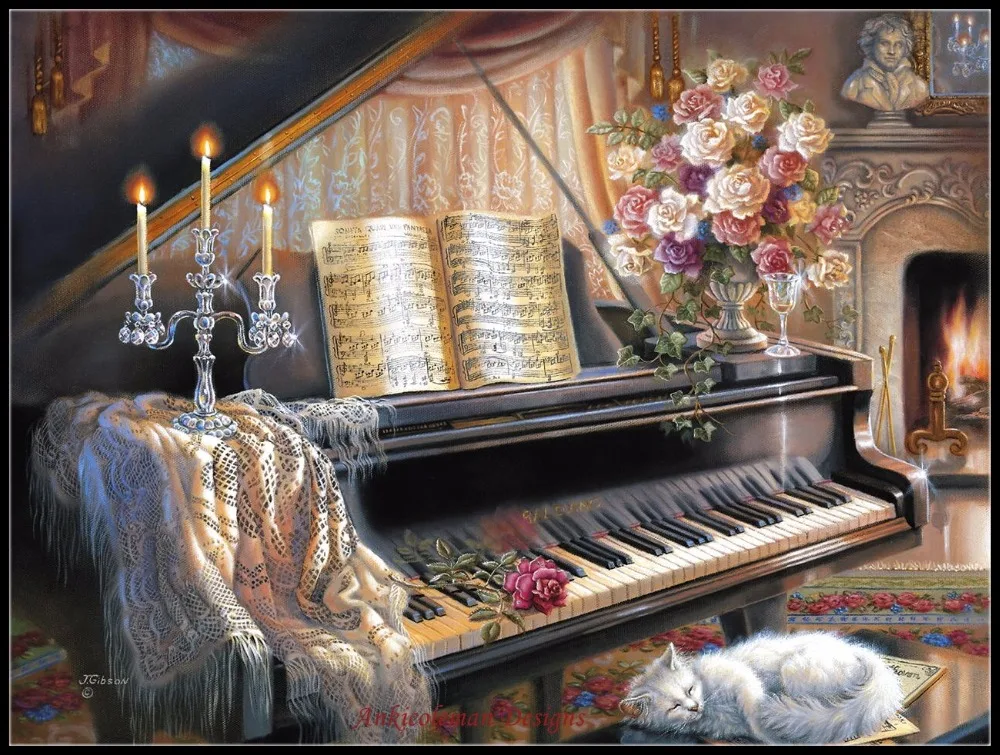 Наборы для вышивки крестиком 14 ct DMC DIY Искусство ручной работы Sonata от Firelight|painting