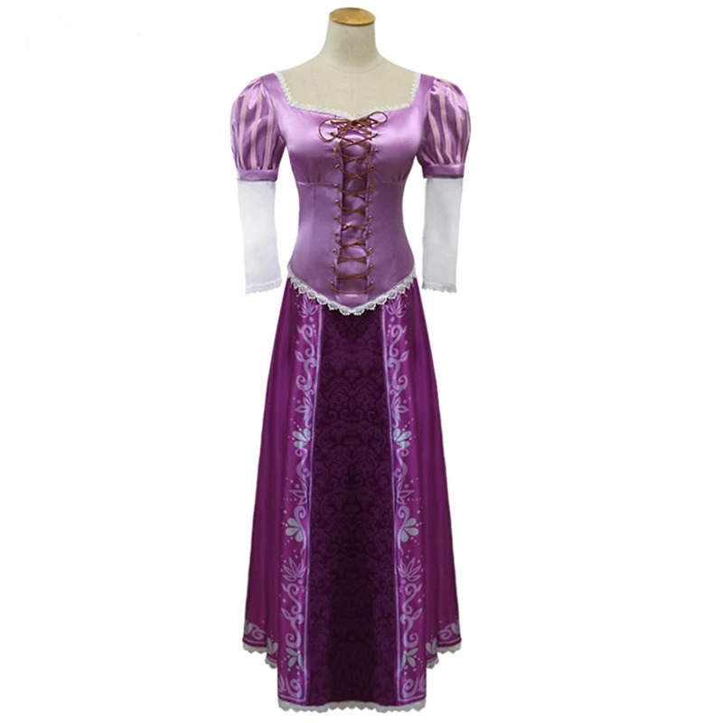 Movie Tangled The Princess Rapunzel Dresses Halloween Party Cosplay Costume Women's Fashion Purple Satin |