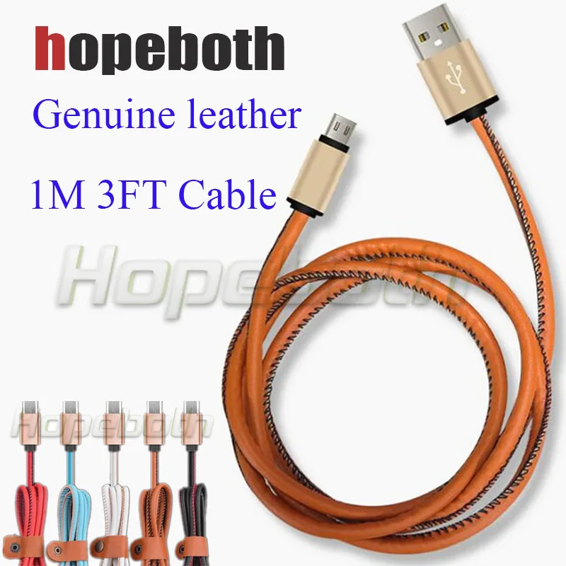 10 шт./лот кожаный ключ Micro USB кабель 1 м 3 фута телефонный для быстрой зарядки samsung s5