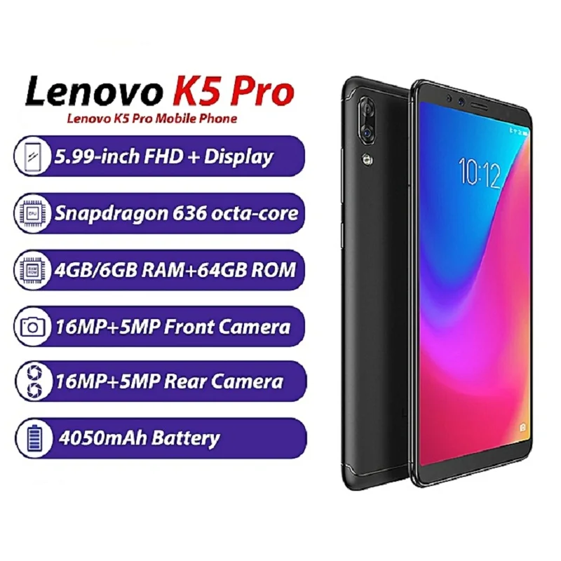 Global rom lenovo K5 Pro 6 GB 64/128 GB 5,9" Восьмиядерный Snapdragon 636 4050 mAh и четыре камеры и подарок