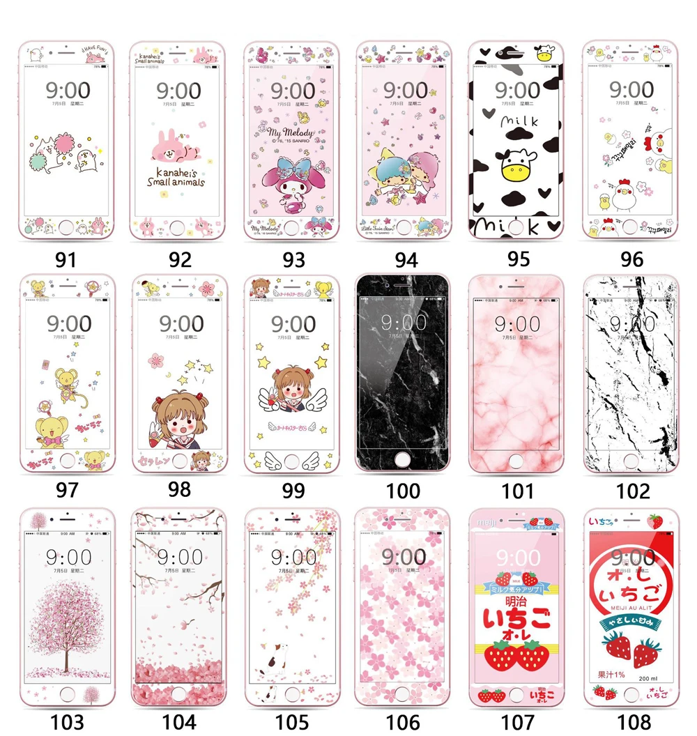 Закаленное защитное стекло для экрана с единорогом для iPhone 7, 8 Plus, 6, 6 S Plus, Elmo Cat, милый мультяшный котенок, 3D, 9 H, HD, полное покрытие, пленка SJ40