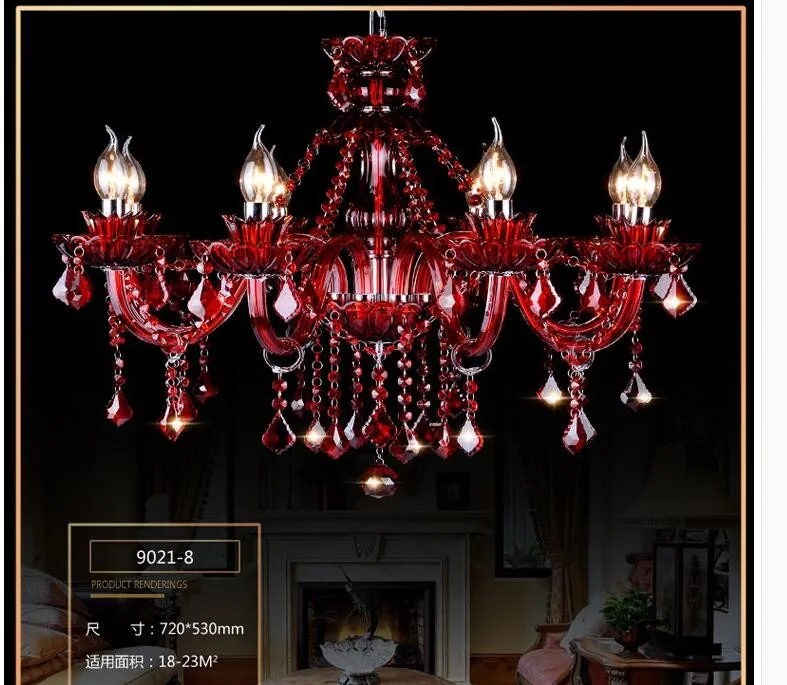 

Free Shipping Modern Red K9 Crystal Chandelier Lustre Crystal Chandeliers Lustres De Cristal Chandelier LED AC Villa RED Lamp