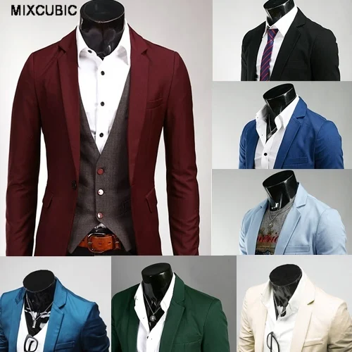 MIXCUBIC модные осенне-зимние Британский стиль небольшой свежий сплошной цвет костюм на каждый день из овечьей шерсти костюм для мужчин размер M-3XL, 8 цветов