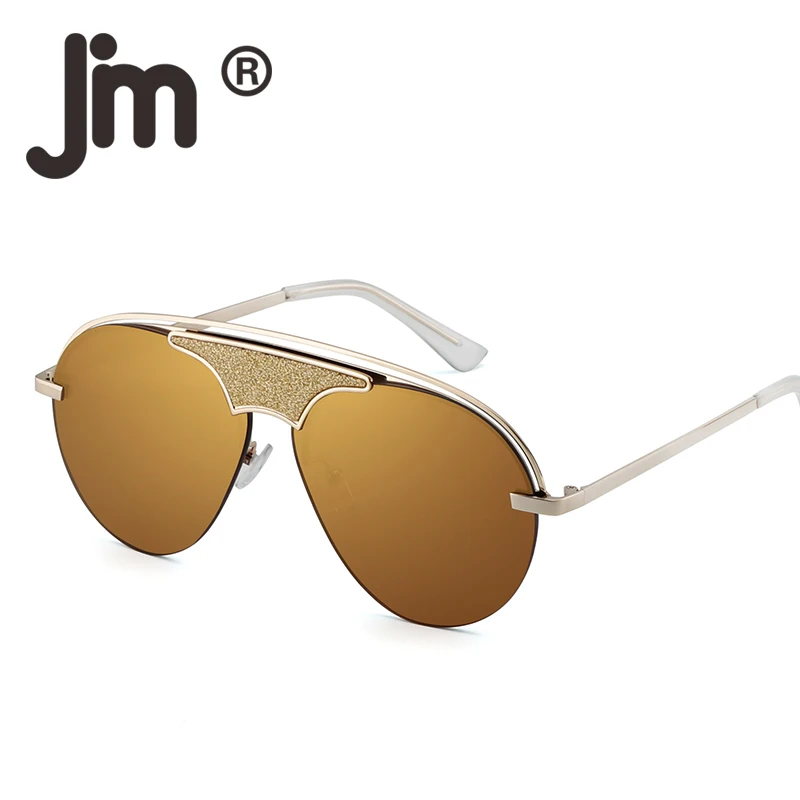 JM полуоправы Модные солнцезащитные очки металлические плоские дизайнерские