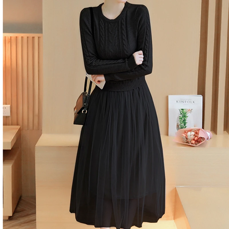 2018 осеннее модное зимнее платье с высоким темпераментом для женщин круглым