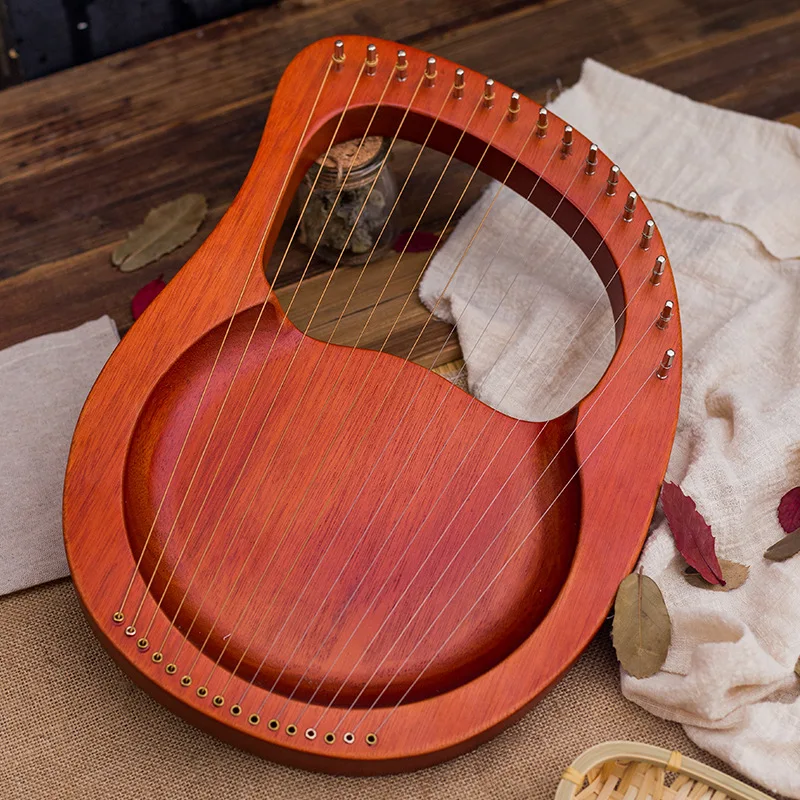 ins Lyre 16 Strings Wooden Lyre Harp Metal Strings Mahogany Solid Wood String Instrument Boy Girl Holiday gifts