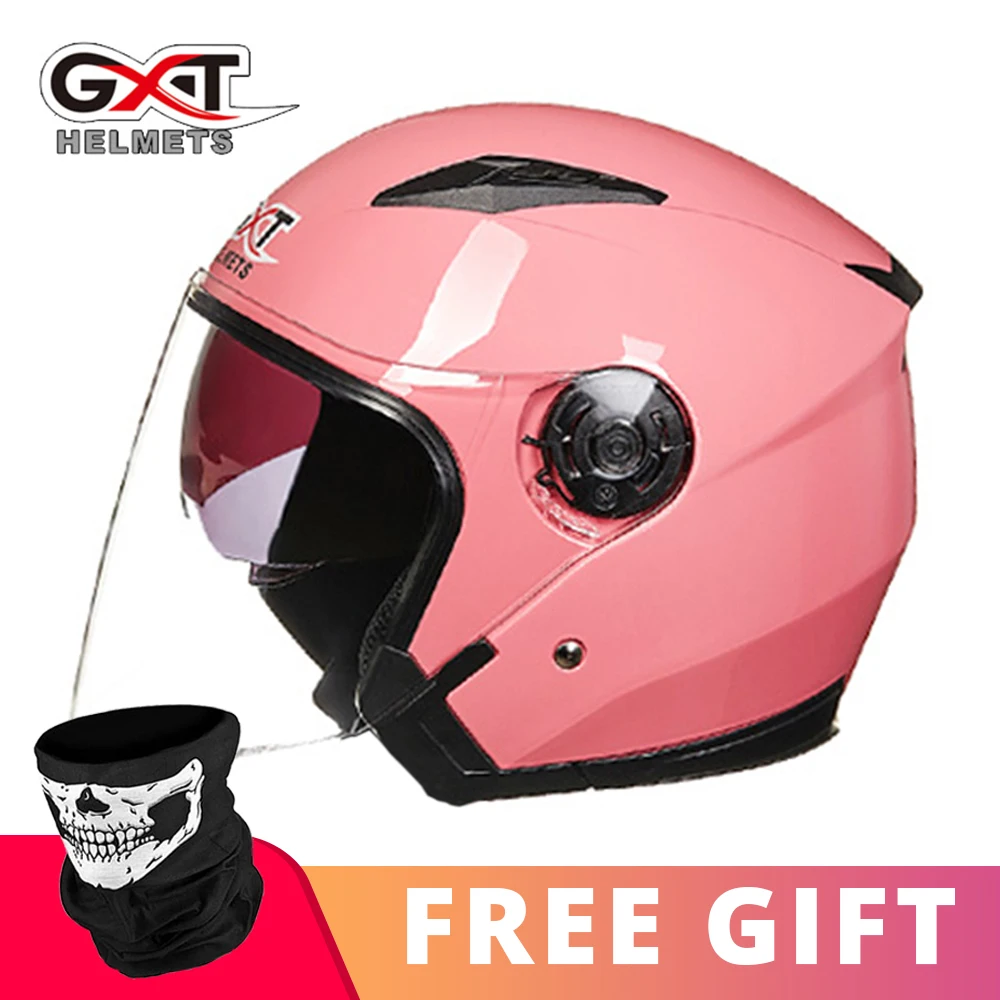 512 Bright Pink GXT Лето мотоциклетный шлем с открытым лицом двойной объектив Casco Шлем Мотоцикл Скутер Capacete защитный шлем козырек для мотоцикла - Цвет: 512 Bright Pink