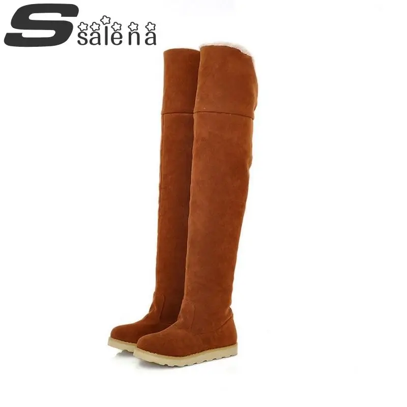 Новые женские зимние сапоги модные сапоги-ботфорты удобные вельветовые на