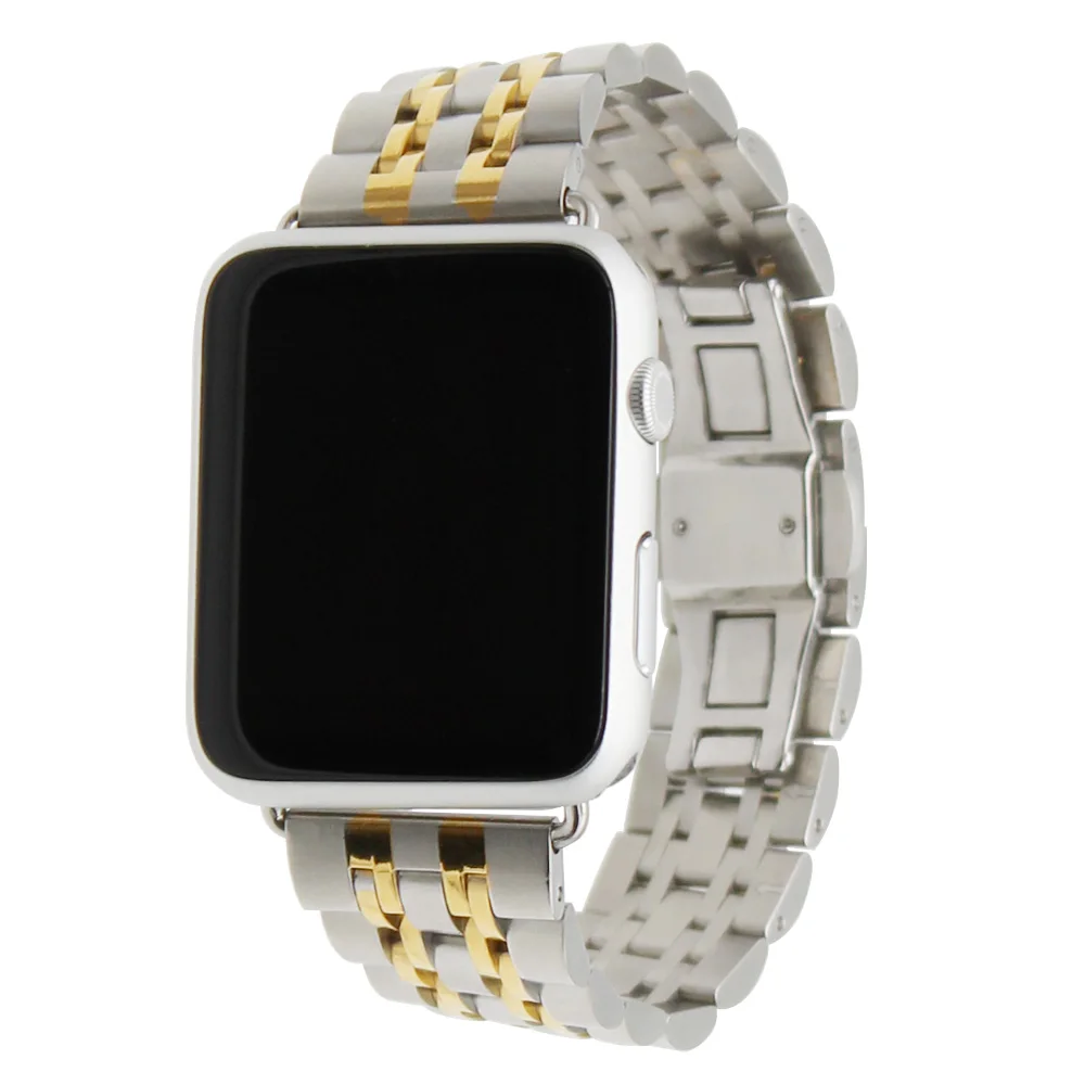 Ремешок из нержавеющей стали для iWatch Apple Watch 38 мм 42 браслет с застежкой бабочкой