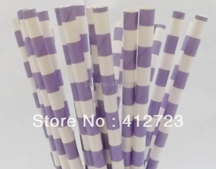 Светло-фиолетовый матрос полосатые бумажной соломки Пейте партия Соломинки