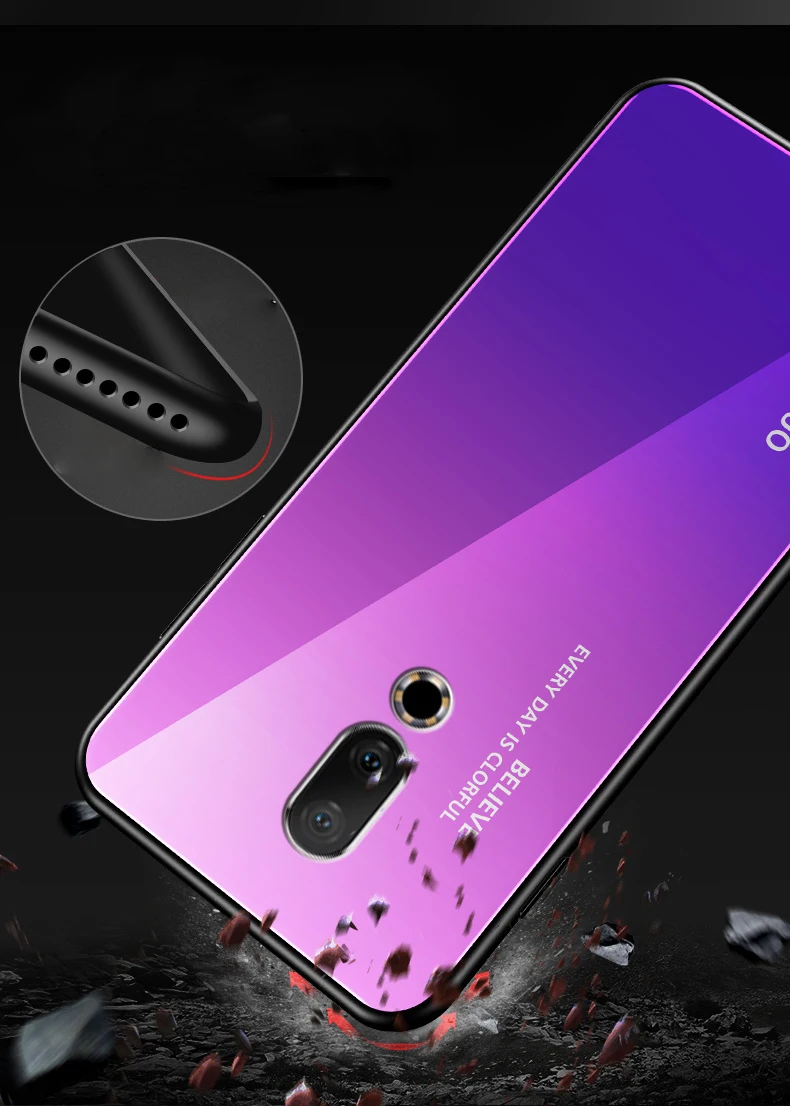 Чехол Meizu 16 Plus из закаленного стекла с градиентом Авроры чехол для th цветной