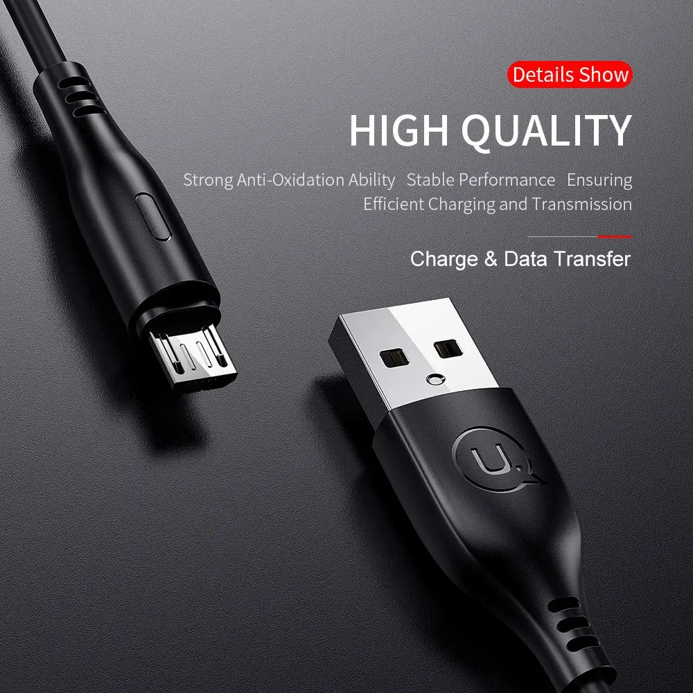 USAMS 2A кабель Micro usb для быстрой зарядки 1 м Samsung Huawei Xiaom microusb Android мобильного телефона