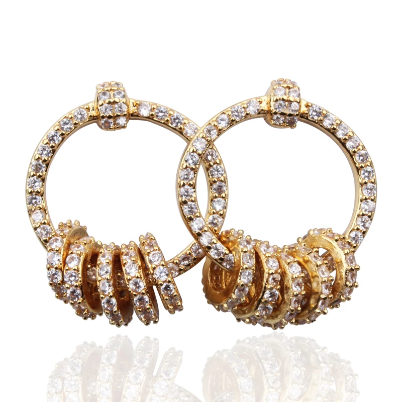 Женские круглые серьги гвоздики золотого цвета с кристаллами Ювелирное