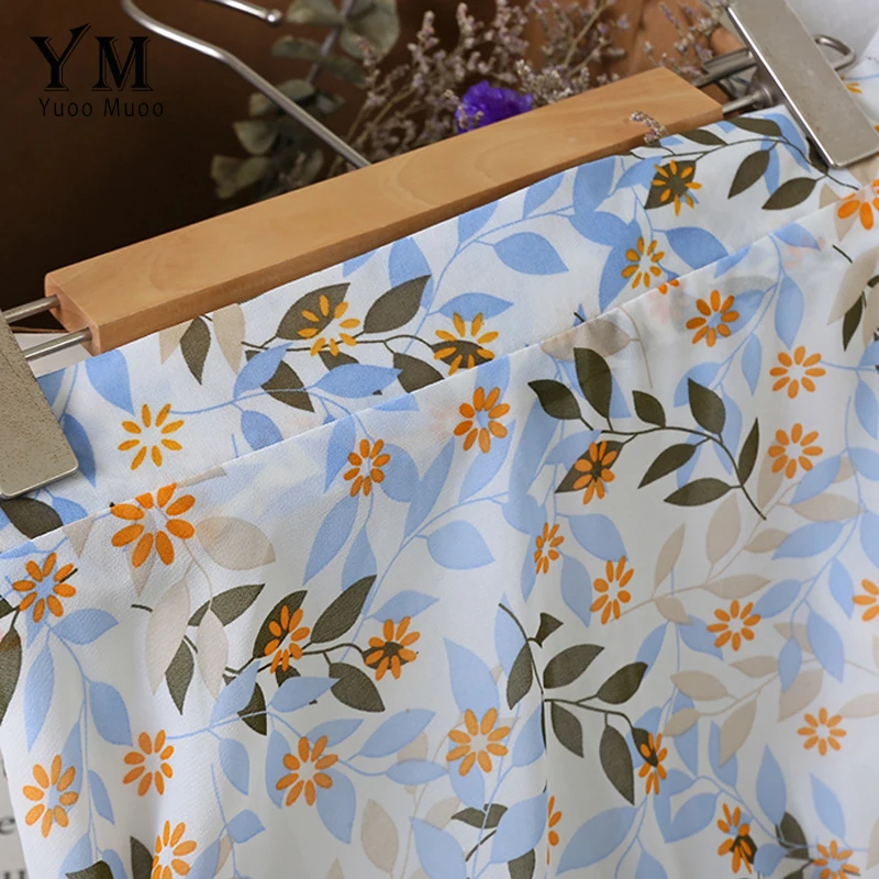 YuooMuoo с высокой талией Асимметричные миди юбка женская шикарная синяя точка